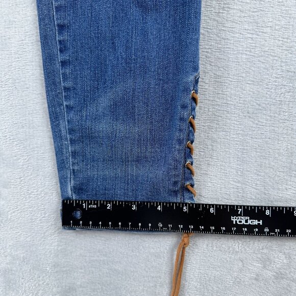 White House Black Market Skinny Jeans Womens Size 10 The Skimmer Tassel Hem Blue - Picture 11 of 13